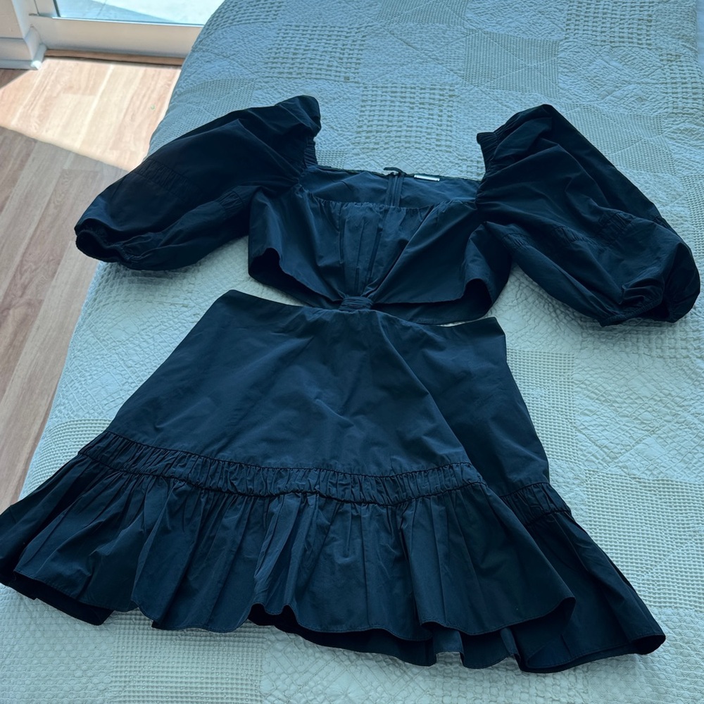 Alexis Black Mini Dress with Puff Sleeves